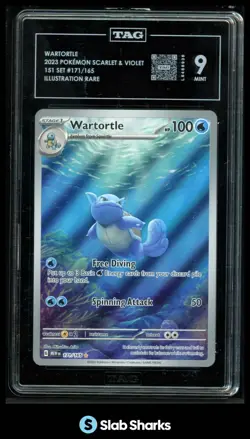2023 POKEMON SV 151 - MEW EN #171/165 WARTORTLE ILLUSTRATION RARE TAG 9 - Image 1