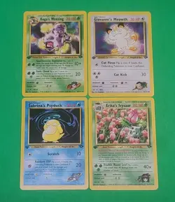 Pokemon Vintage 1st Edition GYM Challenge Cards Lot Of 4 NM Erika's Ivysaur, Kog - Image 1