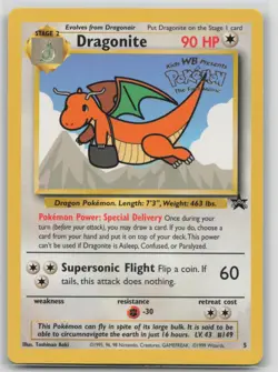 Dragonite The First Movie Stamped Promo Pokemon Card 5 Wizards Of The Coast VLP - Image 1