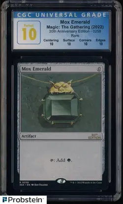 2022 Magic The Gathering MTG 30th Anniversary Ed 0258 Mox Emerald CGC 10 Perfect - Image 1