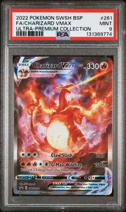 2022 POKEMON SWSH BLACK STAR PROMO #261 FULL ART/CHARIZARD VMAX PSA 9 - Image 1