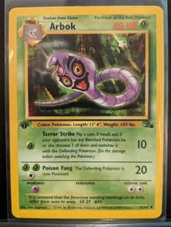 Arbok - FIRST EDITION - Pokemon Fossil Set - N/M 44/62 - Image 1