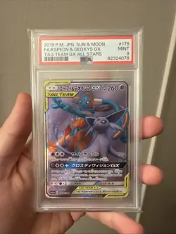 Pokemon Japanese Espeon Deoxys GX 176/173 Tag Team GX All Stars PSA 9 - Image 1