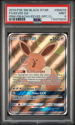 2019 POKEMON SM BLACK STAR PROMO #SM233 FULL ART/EEVEE GX PSA 9 - Image 1