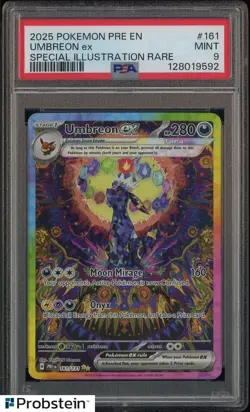 2025 Pokemon PRE EN Prismatic Evolutions Umbreon EX SIR 161/131 PSA 9 MINT - Image 1