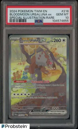 2024 Pokemon TWM En Special Illustration Rare #216 Bloodmoon Ursaluna Ex PSA 10 - Image 1