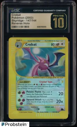 2003 Pokemon Skyridge #147/144 Crobat Reverse Holo CGC 10 PRISTINE - Image 1