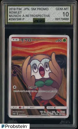 2018 Pokemon JPN SM Promo Munch: Retrospective #290 Rowlet SM-P AGS 10 GEM MINT - Image 1