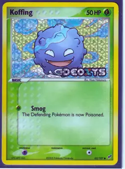 VINTAGE POKEMON 2005 KOFFING 62/107 Ex DEOXYS-HOLO BLEED ERROR-REV HOLO -STAMPED - Image 1