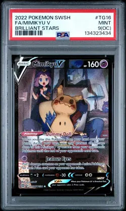 2022 POKEMON SWORD & SHIELD BRILLIANT STARS #TG16 FULL ART/MIMIKYU V PSA 9 OC - Image 1