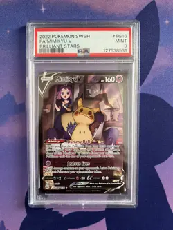 2022 POKEMON SWORD & SHIELD BRILLIANT STARS #TG16 FULL ART/MIMIKYU V PSA 9 - Image 1