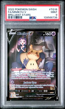 2022 POKEMON SWORD & SHIELD BRILLIANT STARS #TG16 FULL ART/MIMIKYU V PSA 9 - Image 1