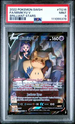 2022 POKEMON SWORD & SHIELD BRILLIANT STARS #TG16 FULL ART/MIMIKYU V PSA 9 - Image 1