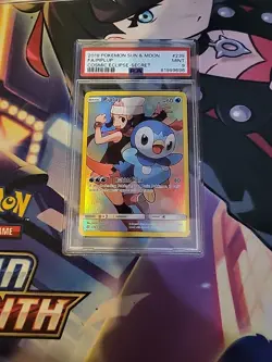 2019 Pokemon Sun & Moon Cosmic Eclipse Secret #239 FA Piplup PSA 9 MINT - Image 1
