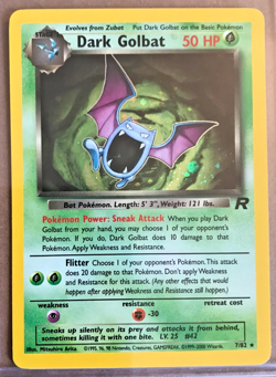 Pokemon Team Rocket Dark Golbat 7/82 Holo Rare 50 HP NM/M Unplayed WOTC 2000 - Image 1