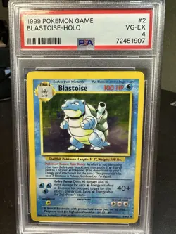 1999 POKEMON BASE SET UNLIMITED #2 BLASTOISE-HOLO PSA 4 - Image 1