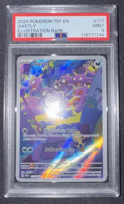 2024 Pokemon Temporal Forces Gastly Illustration Rare 177/162 IR Holo PSA 9 Mint - Image 1