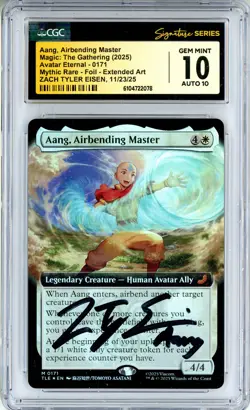 CGC GEM MINT 10 Auto 10 Zach Tyler Eisen Aang, Airbending Master ATLA Foil 0171 - Image 1