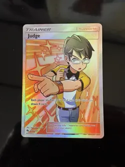 Pokemon Lost Thunder Judge 209/214 Full Art Trainer Card Ultra Rare - Image 1