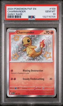 2024 POKEMON PAF EN-PALDEAN FATES SHINY RARE #109 CHARMANDER PSA 10 - Image 1