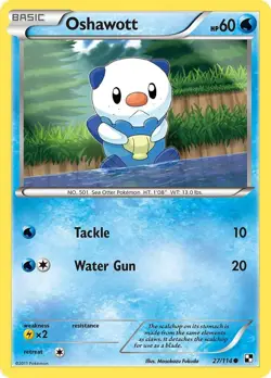 Oshawott (27) 27/114 Common Black and White LP Pokemon Card - Image 1