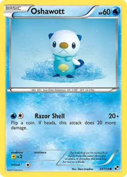 Oshawott (28) 28/114 Common Black and White LP Pokemon Card - Image 1