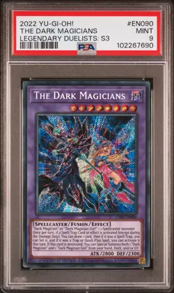 2022 YU-GI-OH! LEGEND DUELISTS: SEASON 3 #EN090 THE DARK MAGICIANS PSA 9 - Image 1
