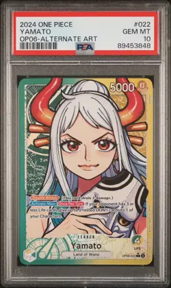 One Piece Wings Captain Yamato Leader Alt Art OP06-022 PSA 10 Gem Mint English - Image 1