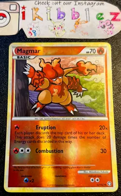 Magmar 42/102 NM Reverse Holo Burned Tower Cloud HGSS Triumphant Pokemon Card! - Image 1