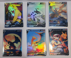 Lot of 6 Custom holo Mixed lot Pokemon Trading Card sleeved top loaded - Image 1