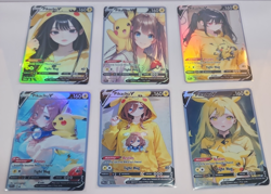 Lot of 6 Custom holo Pikachu V Pokemon Trading Card sleeved & top loaded - Image 1