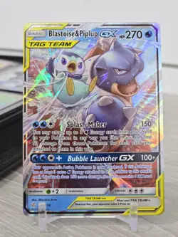 Pokemon Card TCG Blastoise and Piplup GX #38/236 Cosmic Eclipse Holo Rare NM - Image 3