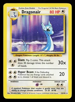 Dragonair 18/102 Rare Base Set Pokemon Card - Image 1