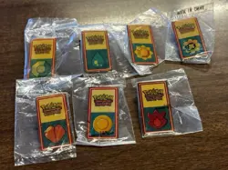 Original Vintage 7/8 Kanto Pokemon League Badge (Pins) Brand New (Missing Earth) - Image 1