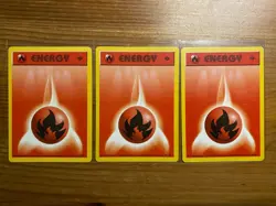 1999 Pokemon TCG Fire Energy 1st Edition Cards Base Set (Lot of 3) 98/102 - Image 1
