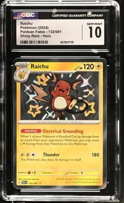Raichu 132/091 Shiny Rare - Pokemon Paldean Fates CGC 10 Gem Mint - Image 1