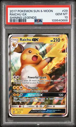 2017 POKEMON SUN & MOON #29 RAICHU GX SHINING LEGENDS PSA 10 GEM MINT - Image 1