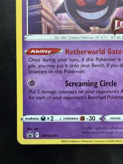 Pokemon Gengar Prerelease SWSH241 Lost Origin Stamped Black Star Promo (NM) - Image 4