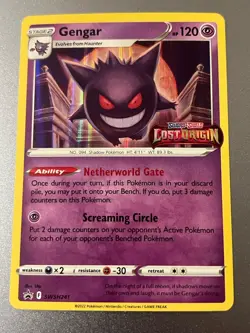 Pokemon TCG Gengar SWSH241 Lost Origin Black Star Prerelease Promo Holo - Image 1