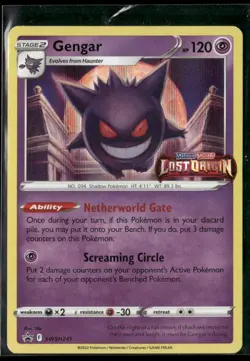 2022 Pokemon Gengar SWSH241 Lost Origin Stamped Prerelease Black Star Promo - Image 1