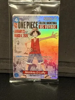 🔥One Piece Monkey D. Luffy US Voyage College Basketball Promo Card Sealed (2)🔥 - Image 3