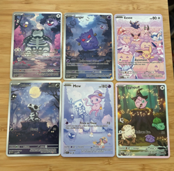 6 Custom Halloween Pokemon Trading Card tcg lot Snorlax Eevee Gengar Mew Cubone - Image 1