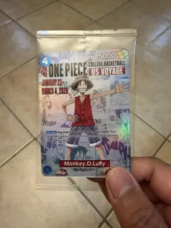 One Piece Monkey D. Luffy College Basketball US Voyage Promo Card SEALED Rutgers - Image 1