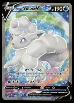 Pokemon TCG Alolan Vulpix v 173/195 Silver Tempest Full Art Ultra Rare NM - Image 1