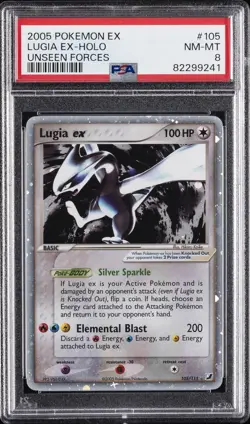 2005 POKEMON EX UNSEEN FORCES #105 LUGIA EX-HOLO PSA 8 - Image 1