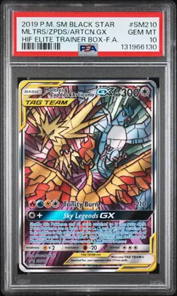 2019 POKEMON SM HIDDEN FATES ETB FULL ART/MOLTRES & ZAPDOS & ARTICUNO GX PSA 10 - Image 1