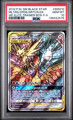 2019 POKEMON SM HIDDEN FATES ETB FULL ART/MOLTRES & ZAPDOS & ARTICUNO GX PSA 10 - Image 1