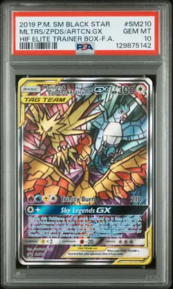 2019 POKEMON SM HIDDEN FATES ETB FULL ART/MOLTRES & ZAPDOS & ARTICUNO GX PSA 10 - Image 1