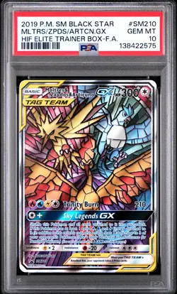 2019 POKEMON SM HIDDEN FATES ETB FULL ART/MOLTRES & ZAPDOS & ARTICUNO GX PSA 10 - Image 1