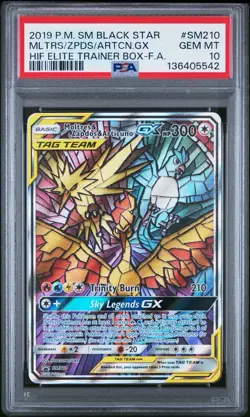 2019 POKEMON SM HIDDEN FATES ETB FULL ART/MOLTRES & ZAPDOS & ARTICUNO GX PSA 10 - Image 1